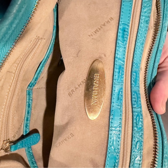 Brahmin Turquoise Croco-Embossed Tote with Matching Wallet - Picture 11 of 15